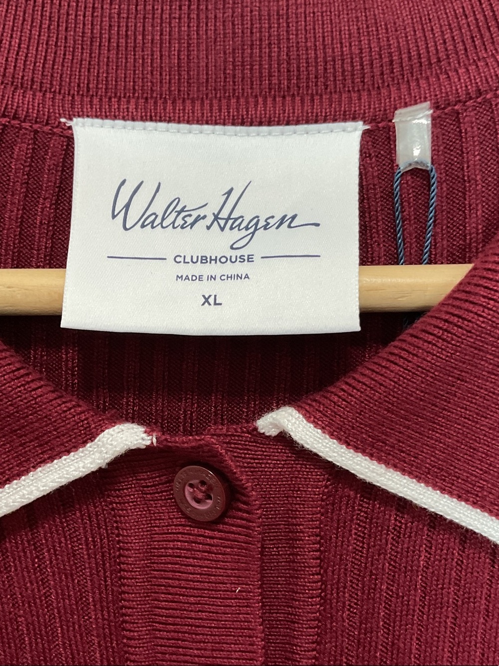 Walter Hagen Burgundy Polo with White Trim - Picture 2 of 6